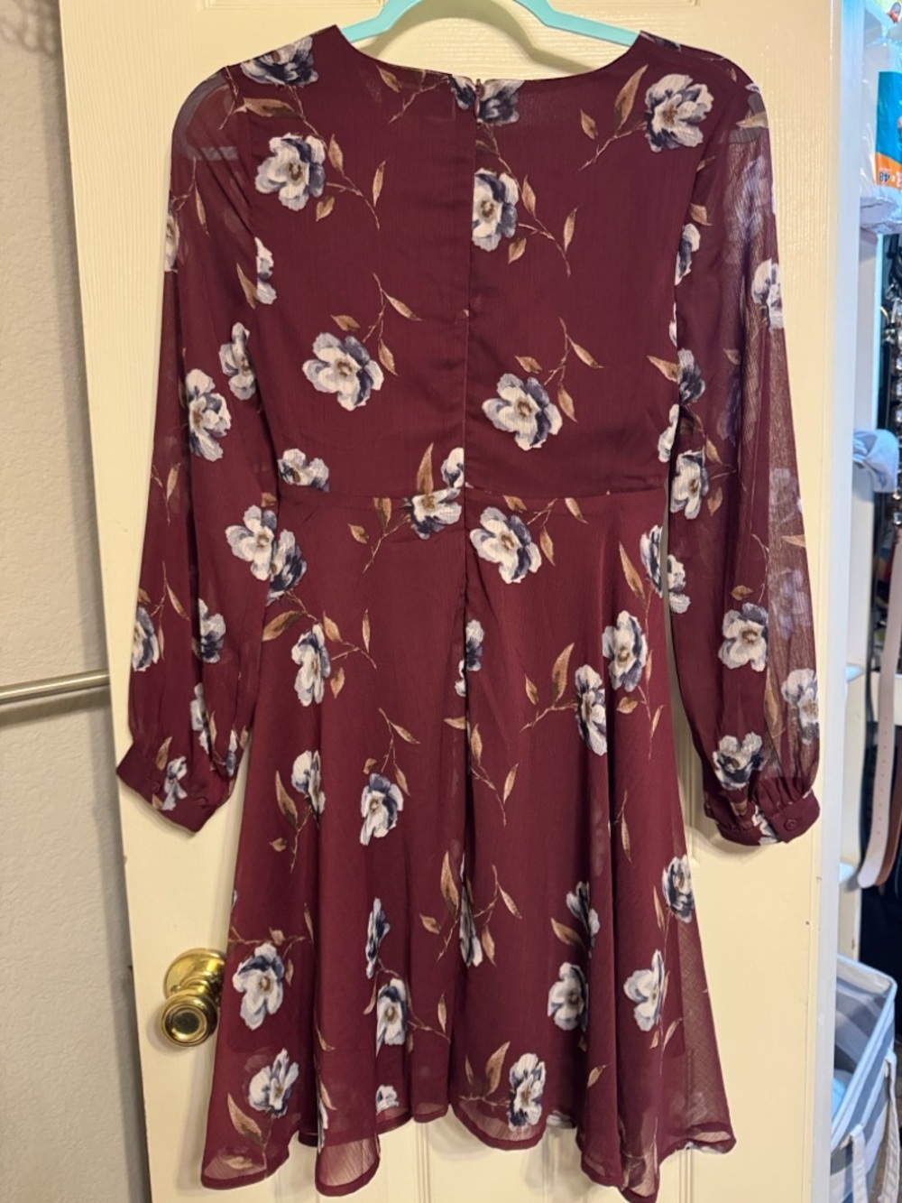 Altar'd State Floral Burgundy Dress XS - Picture 2 of 5